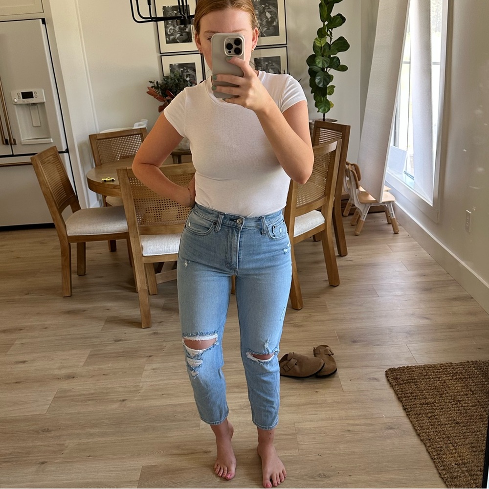 Abercrombie high rise mom crop jeans